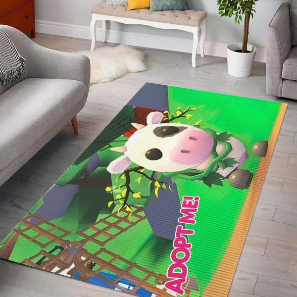 Adopt Me Cow Rug Green Carpet Kid's Bedroom Living Room