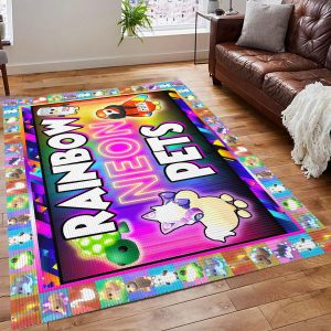 Adopt Me Rainbow Neon Pets Rug Carpet Kid's Bedroom Living Room